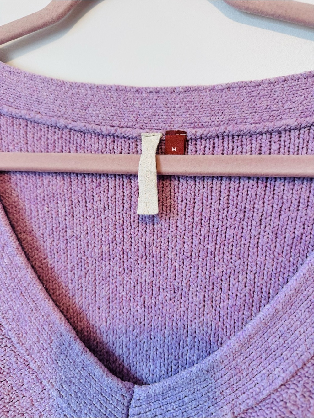 Anthropologie Pilcro Lavender Purple Deep V Cotton Sweater M L - Picture 5 of 9